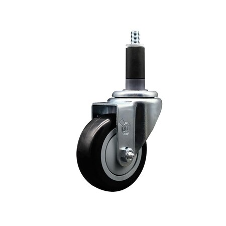 Service Caster 3.5'' Black Poly Wheel Swivel 1-1/8'' Expanding Stem Caster SCC-EX20S3514-PPUB-BLK-118